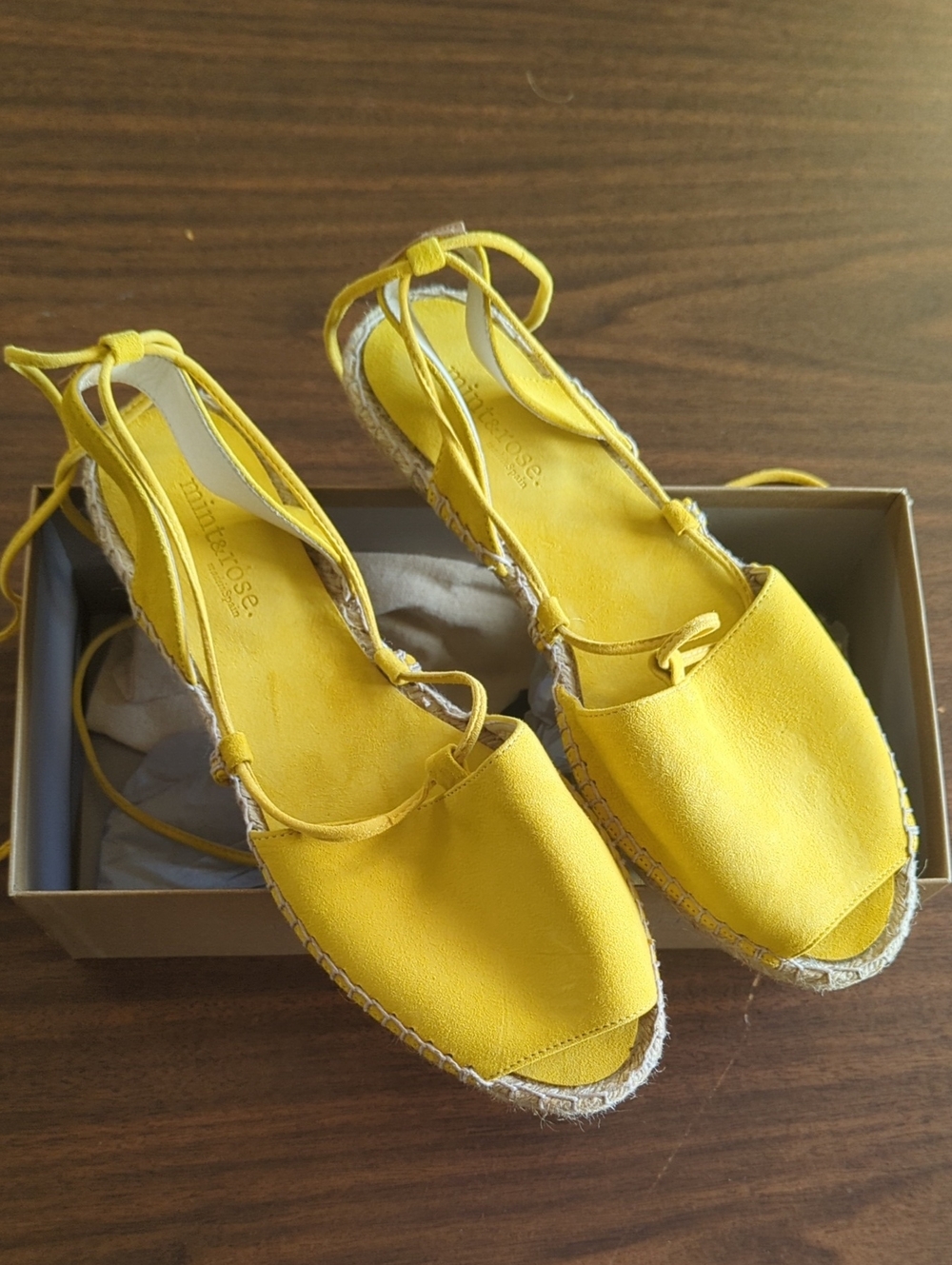 Mint & Rose Yellow Lace-Up Women’s Espadrille Flats